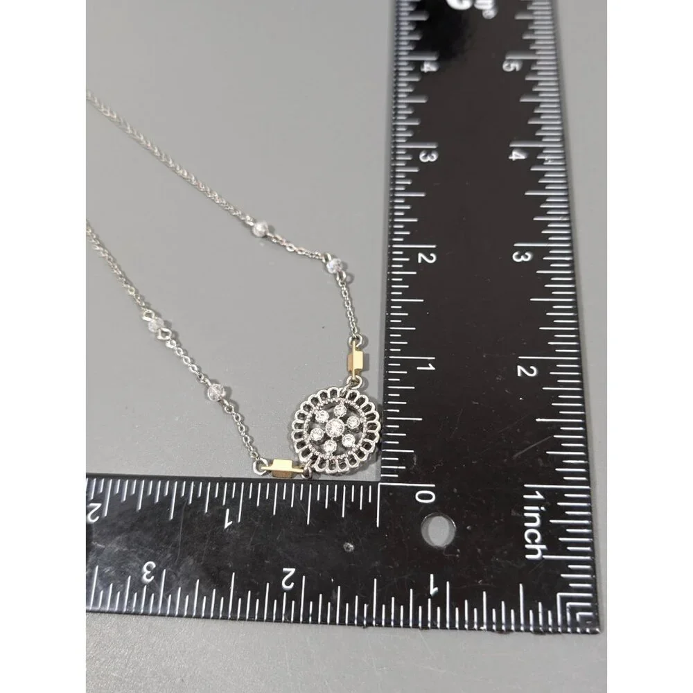 Express Two Tone Rhinestone Medallion Dainty Choker‎ Necklace 15